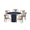 Manhattan Comfort 7-Piece Hathaway 59.05 Round Dining Set in Black with 6 Flor Dining Chairs in Grey 6-DT05DC088AR-BKGD - alternate 7